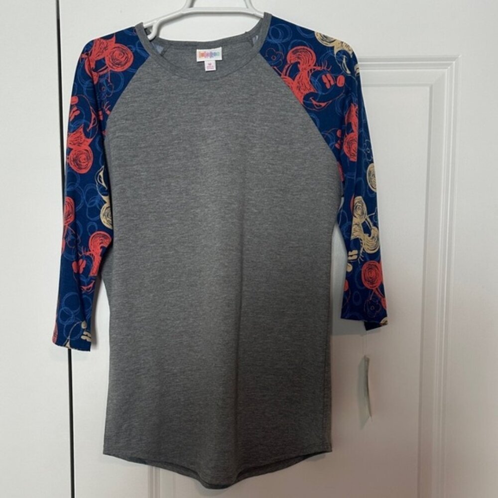 LuLaRoe Gray Mickey Mouse Sketch Design | Disney Randy Baseball T NWT Medium - Picture 2 of 5